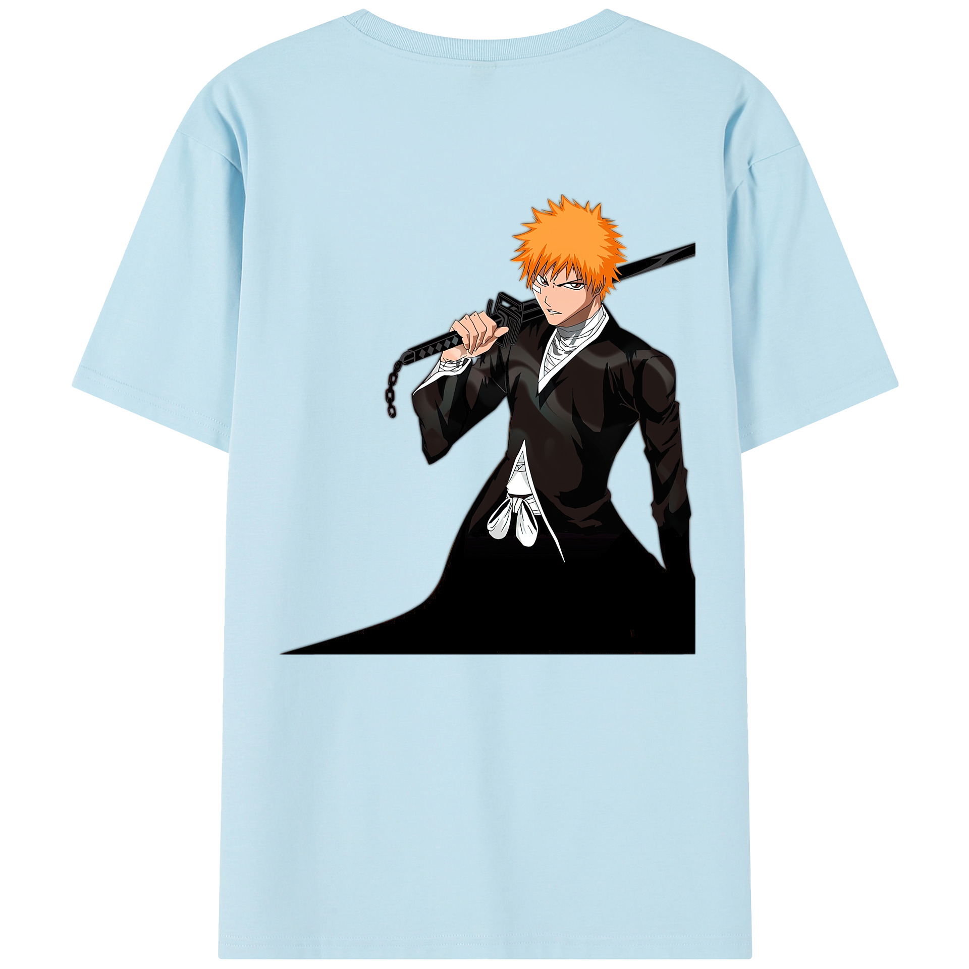（画像用） ブリーチ 黒崎一護（くろさき いちご）BLEACH Kurosaki Ichigo 綿100％半袖Tシャツ（背面プリント）